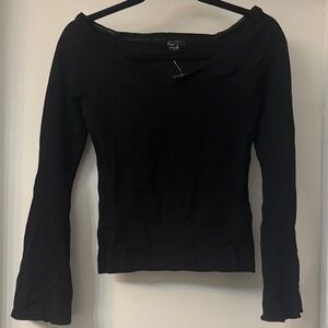 Marciano Black Long Sleeve Top off shoulder flare sleeves